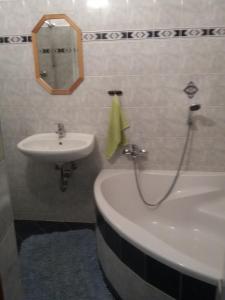 SteinfeldHaus Sagmeister的一间带水槽、浴缸和镜子的浴室