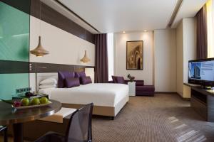 埃尔比勒Erbil Arjaan by Rotana的酒店客房,配有床和电视