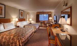 德兰赫勒侏罗世酒店的酒店客房配有两张床和一张书桌