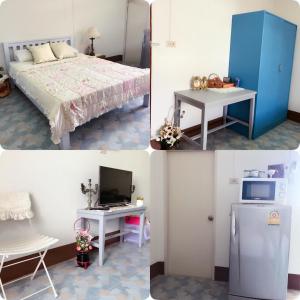 乌隆他尼柴纳欣纳广场宾馆的客房设有一张床、一张书桌和一台冰箱