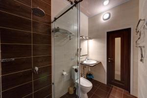基辅阿雷克散德里亚酒店的带淋浴、卫生间和盥洗盆的浴室
