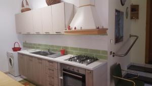 马蒂诺Appartamento Solepineta的厨房配有水槽和炉灶 顶部烤箱