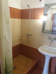 Vrbovec弗尔博韦茨酒店的带淋浴和盥洗盆的浴室