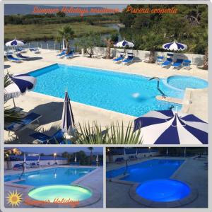 弗切瓦拉诺Summer Holidays Residence的游泳池三张照片的拼合