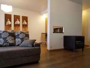塔林老城公寓的客厅配有沙发和椅子