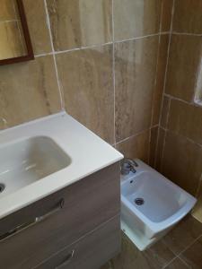 瓦伦西亚索非亚公寓的浴室配有白色水槽和卫生间。