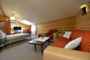 帕兰加亚西奥朱诺斯酒店的一间配备有沙发、床和电视的客房