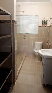 内尔斯普雷特Sunshine Self Catering的浴室配有卫生间、盥洗盆和淋浴。