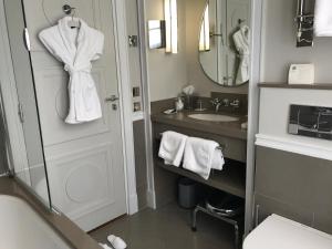 巴黎贵族酒店的一间带水槽、卫生间和镜子的浴室