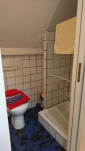 蒙绍Tradition Monschau 5的一间带卫生间和浴缸的小浴室