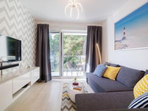尤斯托尼莫斯基Lucky40 - Apartament z widokiem na morze, SPA gratis, Dwie Sosny的带沙发和电视的客厅