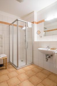林茨瓦尔德波斯加特公寓的带淋浴和盥洗盆的浴室
