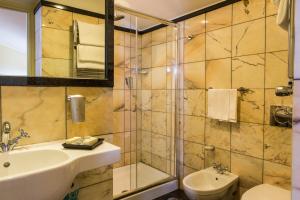 弗拉斯卡蒂Villa Tuscolana的一间带水槽、淋浴和卫生间的浴室