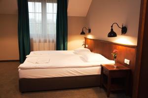卢布林别西阿达酒店的一间卧室设有一张大床和一个窗户。