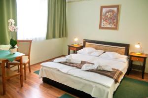 赫维兹马耶里克酒店的酒店客房,配有带毛巾的床