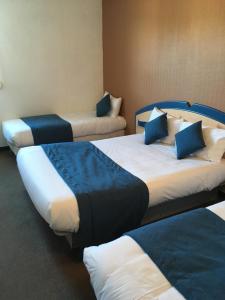 沙托雷纳尔雅嘉娜城市查特瑞纳酒店的酒店客房 - 带两张带蓝色枕头的床