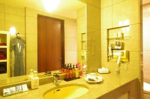 札幌思莒(:)普瑞:姆布卢情趣酒店（仅限成人）的一间带水槽和大镜子的浴室