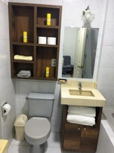 科恰班巴Departamento De Lujo的一间带卫生间、水槽和镜子的浴室