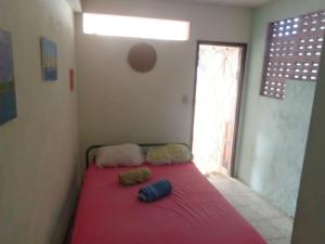 萨尔瓦多Apartamento Santo Antonio vista da bahia的一间卧室配有红色的床和两个枕头