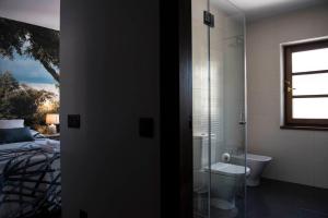 费尔莫塞列Dos Aguas Arribes的带淋浴和卫生间的浴室以及1张床。