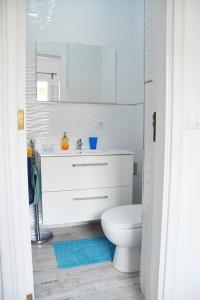 洛斯克里斯蒂亚诺斯Laika的白色的浴室设有卫生间和水槽。