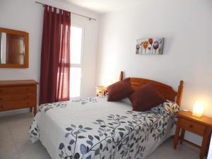 厄尔梅达诺Apartamentos Medano - Mirazul 2的一间卧室设有一张床和一个窗口