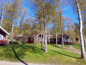 Bräkne-HobySvalemåla Stugby的树林里一群树木繁茂的小屋