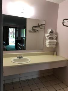 基西米企业汽车旅馆的一间带水槽和镜子的浴室