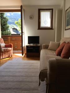 博尔米奥Villa Fiordaliso的带沙发和电视的客厅