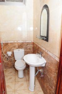 达累斯萨拉姆Safari Inn的一间带卫生间和水槽的浴室