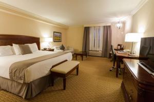 斯特拉福德雅顿帕克贝斯特韦斯特酒店的酒店客房设有一张大床和一张书桌。