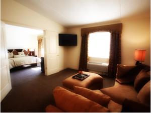 Hopewell Junction乔木岭酒店和会议中心的客厅配有沙发和1张床