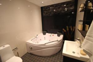 斯德哥尔摩斯德哥尔摩酒店的带浴缸、卫生间和盥洗盆的浴室