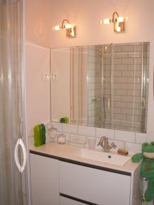 贝叶渡渡塔迪尼斯住宿加早餐旅馆的浴室配有盥洗盆和带镜子的淋浴