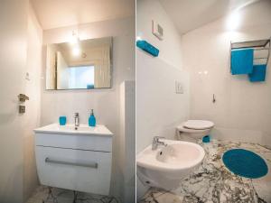 斯普利特豪华马里安公寓的浴室设有水槽和卫生间,两幅图片
