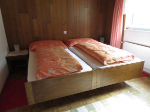 阿彭策尔费瑞恩沃农汉斯法斯拿勒寓的一张床上有两个枕头的房间