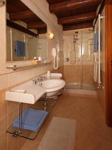 萨奥兹-杜尔克斯澈欧斯旅游木屋酒店的一间带水槽和淋浴的浴室