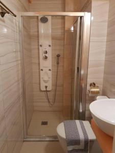 普利特拉Costa Rampane的带淋浴、卫生间和盥洗盆的浴室