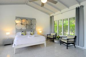 尼维斯蒙彼利埃种植园和海滩度假村的卧室配有一张挂在墙上的木柴床。