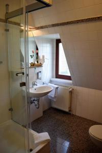德累斯顿阿图斯霍夫酒店的一间带水槽和淋浴的浴室