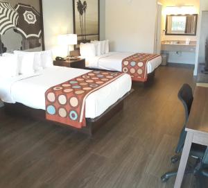 佛罗里达市佛罗里达/霍姆斯特德/大沼泽地温德姆速8汽车旅馆的酒店客房配有两张床和一张书桌