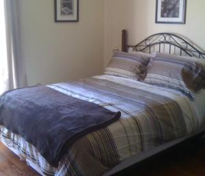 Minden多明尼恩酒店的卧室里的一张带毯子的床