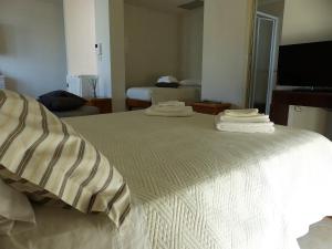 孔韦尔萨诺Delle Forche的卧室配有白色床和毛巾