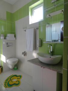 奥托佩尼Carmen Studio的一间带水槽和卫生间的浴室以及窗户。