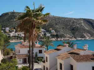 莫莱拉Nice villa in Moraira with private pool and lots of privacy的棕榈树别墅的景色