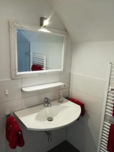 Möggers„Lebenslust“的浴室设有白色水槽和镜子