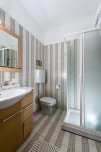 乌迪内奥勒杜伊帕尔梅酒店的带淋浴、卫生间和盥洗盆的浴室