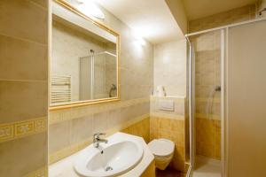 特尔乔夫博波特伊酒店的一间带水槽、卫生间和镜子的浴室
