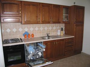 Tiarno di SottoCasa Anita的厨房配有木制橱柜和洗碗机。