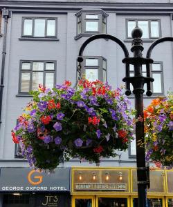 牛津牛津乔治酒店的落在街灯上的一篮花